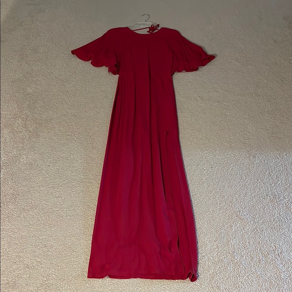 Reformation Red Flutter Sleeve Maxi Dress